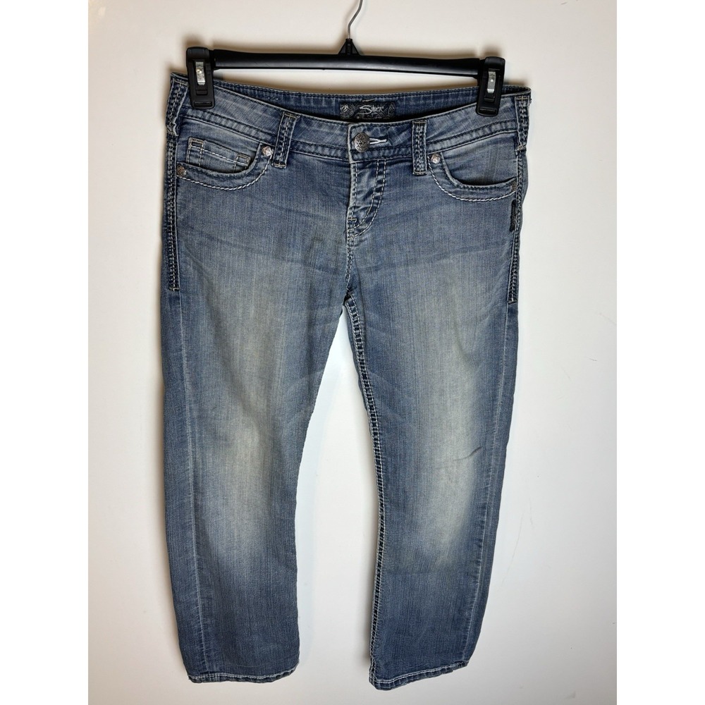 Silver Santorini Capri Jeans Women's W29 stretch Blue Denim low rise